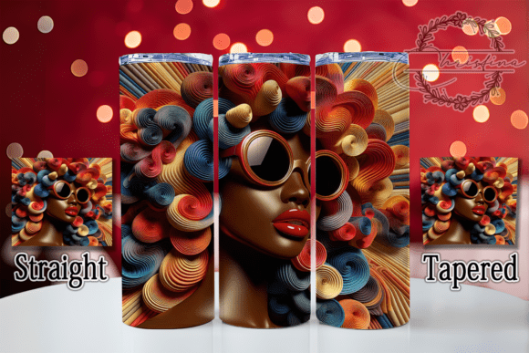3D Afro American Woman Tumbler Wrap for Creative Projects