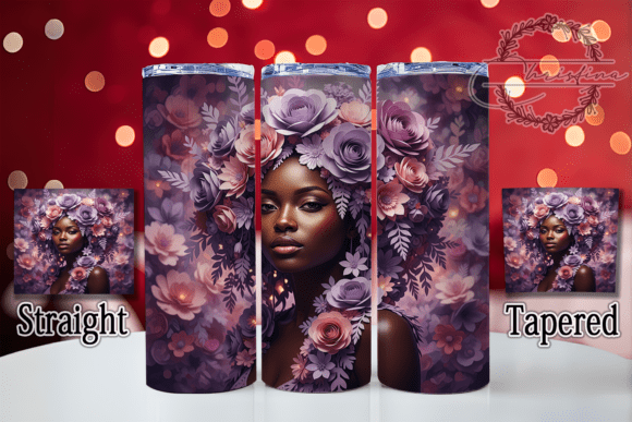 3D Afro Beauty Floral Tumbler Wrap: A Creative Design Asset