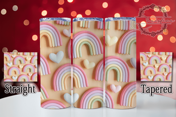 3D Boho Rainbow Heart Tumbler: Vibrant Design for Your Projects