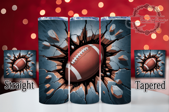 3D Breaking Wall Football Tumbler Design