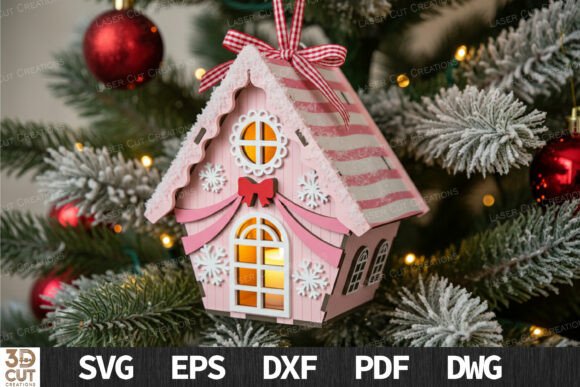 3D Christmas House Ornament SVG: Your Festive Design Toolkit