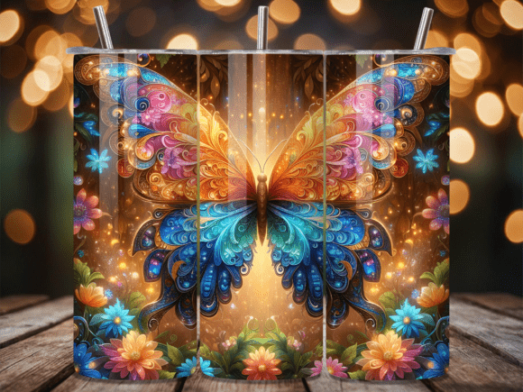 3D Colorful Fractal Butterfly Tumbler Wr