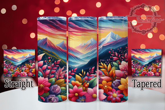 3D Embroidered Mountain Tumbler Design for 20oz Skinny
