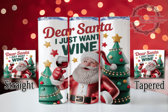 3D Funny Dear Santa Wine Tumbler: Festive Holiday Design