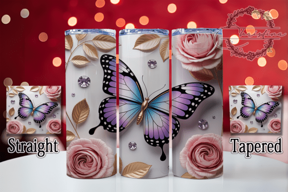 3D Inflated Butterfly Diamond Tumbler Design