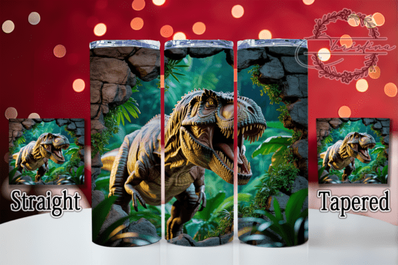 3D Jurassic Dinosaur Tumbler: A Creative Design Asset