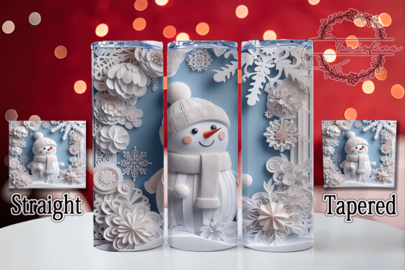 3D Paper Art Snowman Tumbler: A Festive Digital Design for Creators