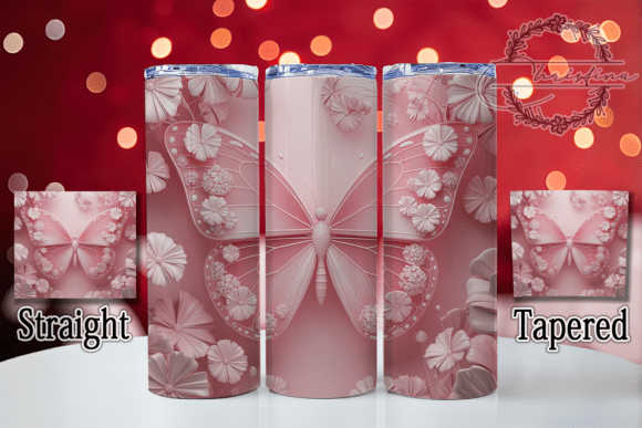 3D Pink Floral Butterfly Tumbler: Elevate Your Drinkware Designs