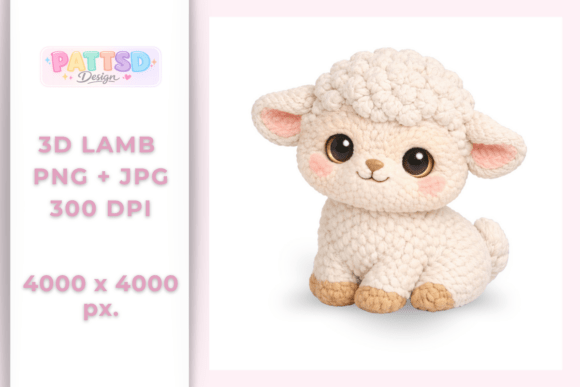 3D Plush Lamb Illustration for Adorable Design Projects