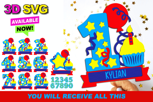 3D SVG Numbers for Cake Toppers and Design