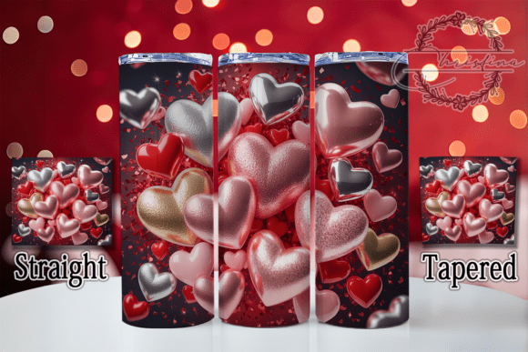 3D Valentine Hearts Tumbler Design for 20oz Skinny Tumblers