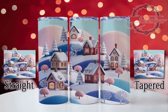 3D Vintage Christmas Landscape Tumbler: Festive Design Magic