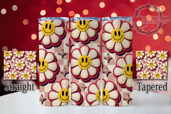 3D Vintage Retro Floral Tumbler Design