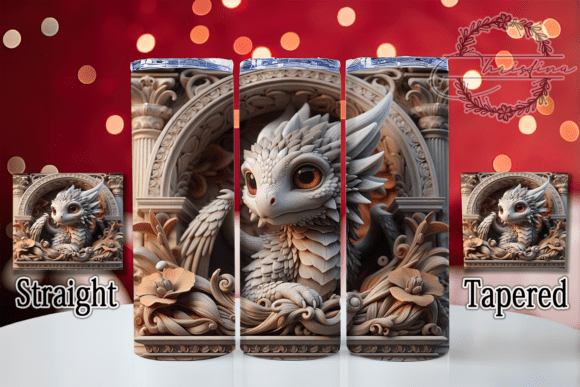 3D White Dragon Magical Fantasy Tumbler Design
