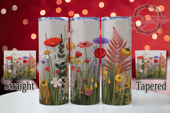 3D Wild Flower Floral Tumbler: Vibrant Digital Design