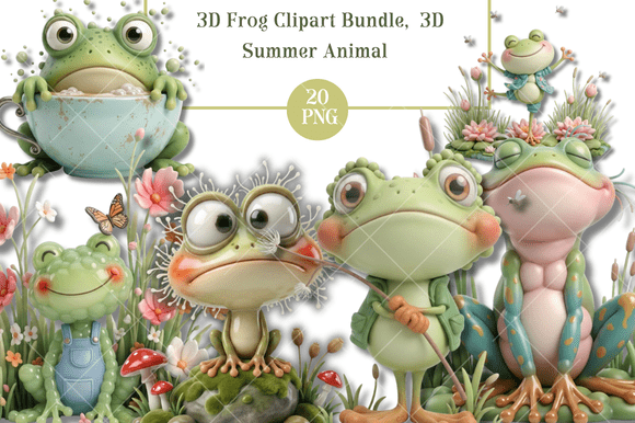 Adorable 3D Frog Clipart for Summer Projects
