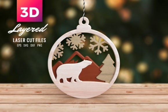 Charming 3D Christmas Tree Bear SVG Ornament