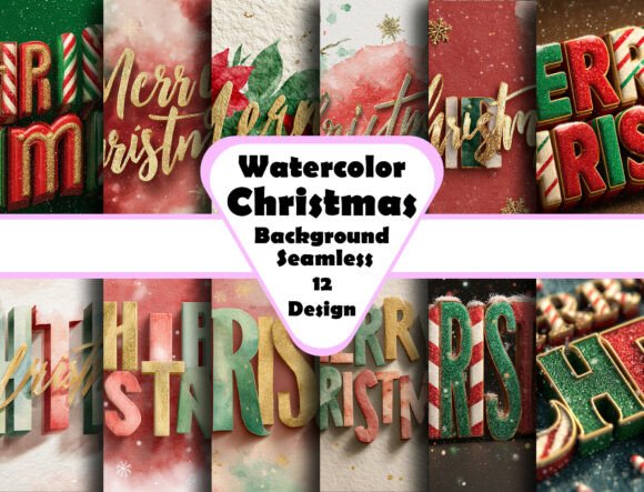 Christmas 3D Text Effects Backgrounds & Festive Bundles