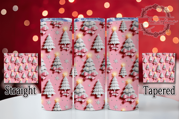 Festive 3D Christmas Tree Bow Tumbler Design