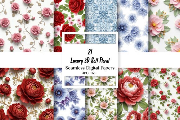 Luxury 3D Soft Floral Digital Pattern