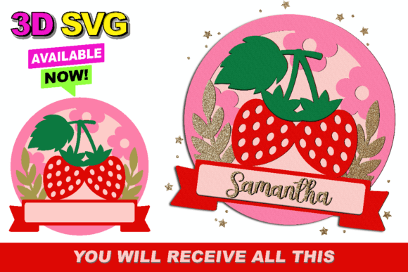 Strawberry Baby Name Sign 3D SVG: Creative Design Files